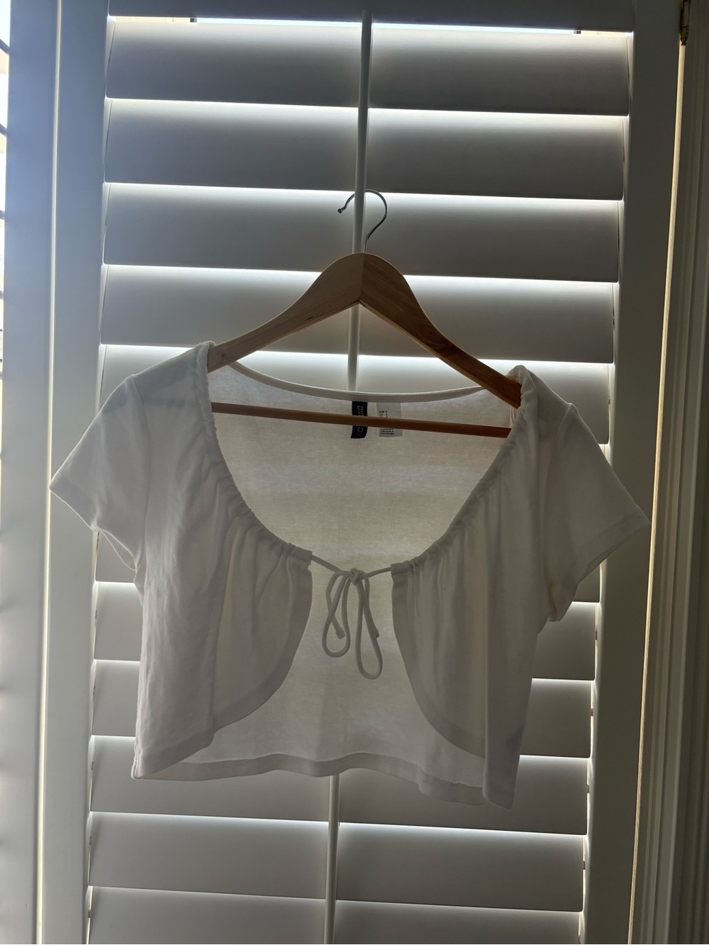 Divided White Tie-Front Short Sleeve Crop Top